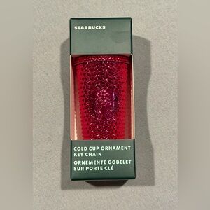 Starbucks Cold Cup Keychain Ornament - 2022 Hot Pink Studded New!